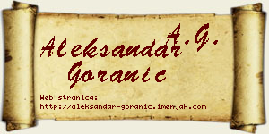 Aleksandar Goranić vizit kartica